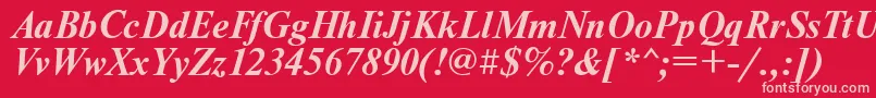 UkrainiantimesetBolditalic Font – Pink Fonts on Red Background