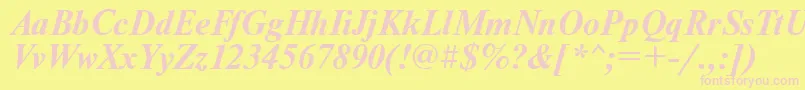 UkrainiantimesetBolditalic-fontti – vaaleanpunaiset fontit keltaisella taustalla
