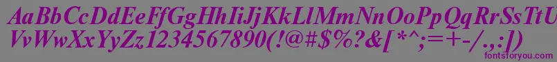 フォントUkrainiantimesetBolditalic – 紫色のフォント、灰色の背景