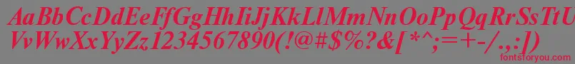 フォントUkrainiantimesetBolditalic – 赤い文字の灰色の背景