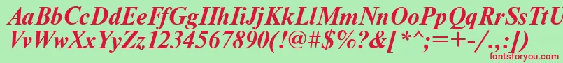 フォントUkrainiantimesetBolditalic – 赤い文字の緑の背景