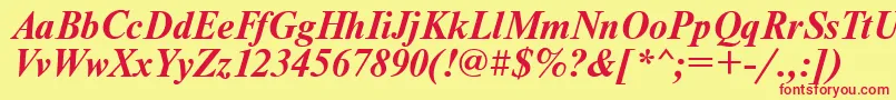 UkrainiantimesetBolditalic Font – Red Fonts on Yellow Background