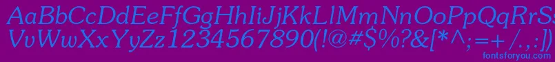 SouvenircItalic Font – Blue Fonts on Purple Background