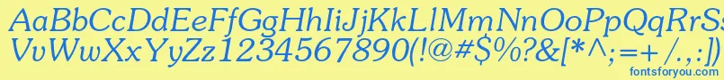 SouvenircItalic Font – Blue Fonts on Yellow Background