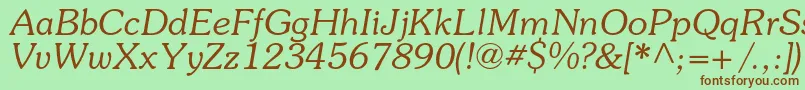 SouvenircItalic Font – Brown Fonts on Green Background