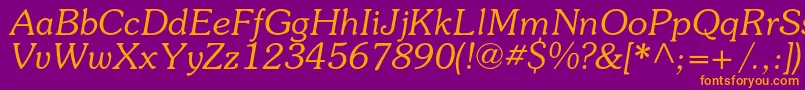 SouvenircItalic Font – Orange Fonts on Purple Background