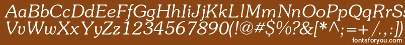 フォントSouvenircItalic – 茶色の背景に白い文字