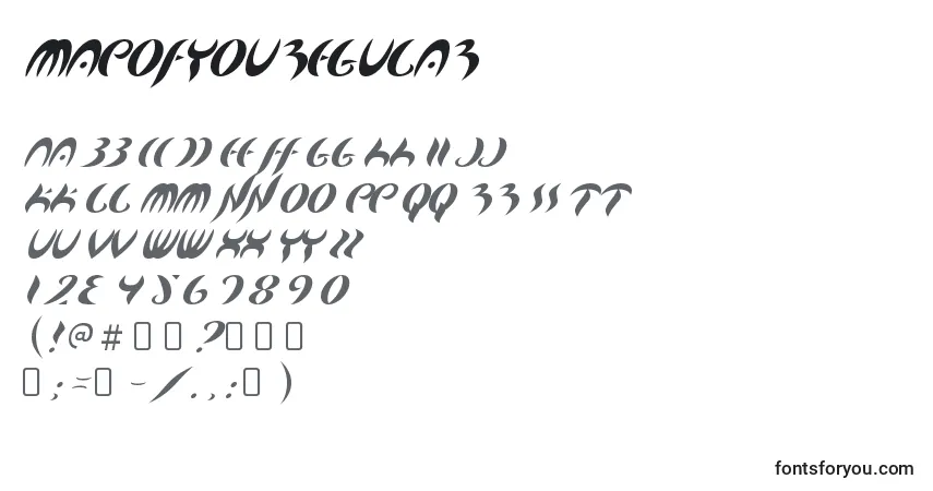 Шрифт MapofyouRegular – алфавит, цифры, специальные символы