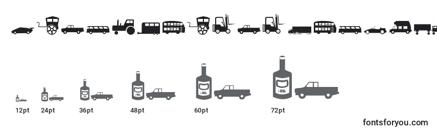 TransportationRegular Font Sizes