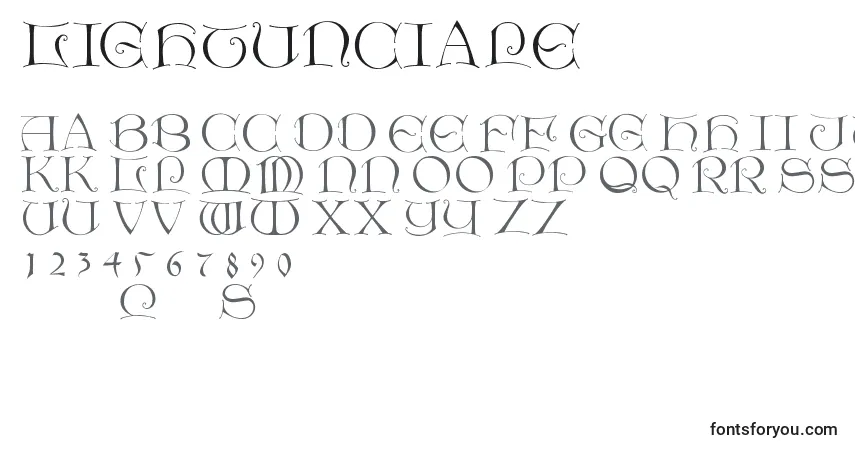 Schriftart Lightunciale – Alphabet, Zahlen, spezielle Symbole
