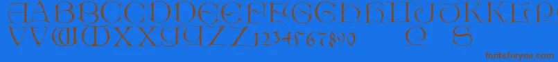 Lightunciale Font – Brown Fonts on Blue Background