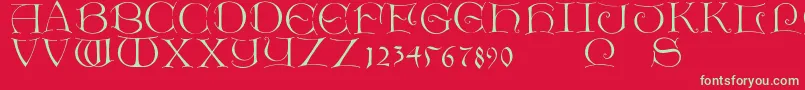 フォントLightunciale – 赤い背景に緑の文字