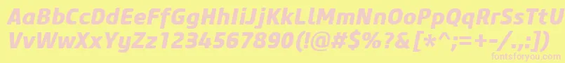 CoreSansM75ExtraboldItalic Font – Pink Fonts on Yellow Background