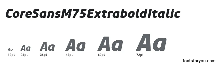 Größen der Schriftart CoreSansM75ExtraboldItalic