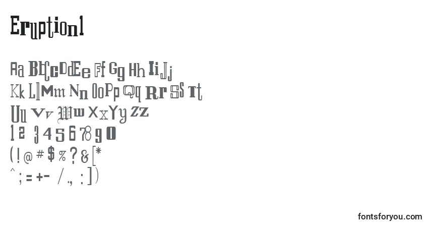 Schriftart Eruption1 – Alphabet, Zahlen, spezielle Symbole