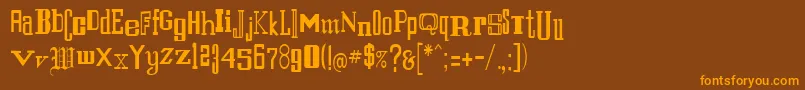 フォントEruption1 – オレンジ色の文字が茶色の背景にあります。