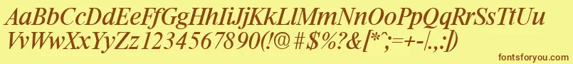 RiccioneSerialRegularitalicDb Font – Brown Fonts on Yellow Background