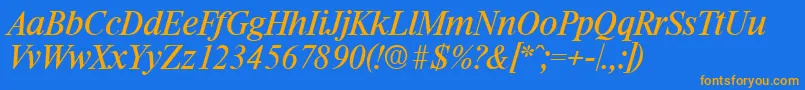 RiccioneSerialRegularitalicDb Font – Orange Fonts on Blue Background
