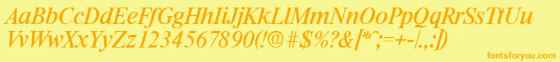 RiccioneSerialRegularitalicDb Font – Orange Fonts on Yellow Background