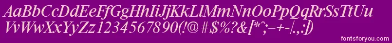 RiccioneSerialRegularitalicDb Font – Pink Fonts on Purple Background