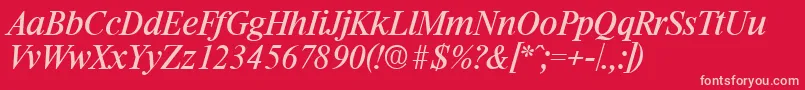 RiccioneSerialRegularitalicDb Font – Pink Fonts on Red Background