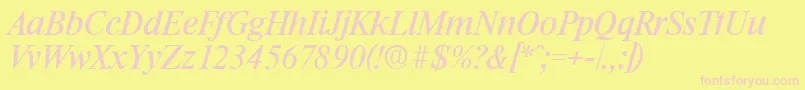 RiccioneSerialRegularitalicDb Font – Pink Fonts on Yellow Background