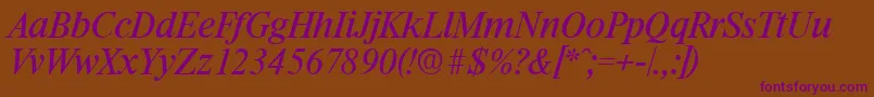 RiccioneSerialRegularitalicDb Font – Purple Fonts on Brown Background