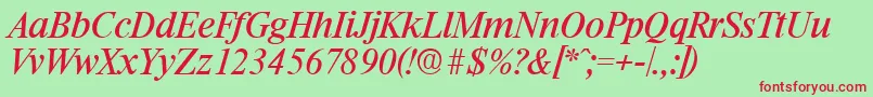 Шрифт RiccioneSerialRegularitalicDb – красные шрифты на зелёном фоне
