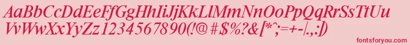 フォントRiccioneSerialRegularitalicDb – ピンクの背景に赤い文字