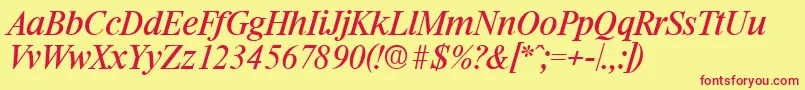 RiccioneSerialRegularitalicDb Font – Red Fonts on Yellow Background