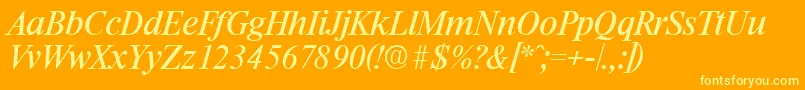 RiccioneSerialRegularitalicDb Font – Yellow Fonts on Orange Background