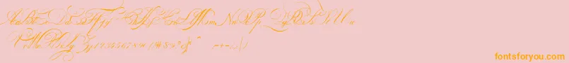 IndentureenglishpenmanPersonalUseDemo-Schriftart – Orangefarbene Schriften auf rosa Hintergrund