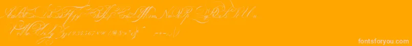 IndentureenglishpenmanPersonalUseDemo-Schriftart – Rosa Schriften auf orangefarbenem Hintergrund