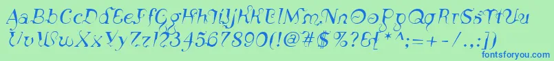 フォントLinotypeSiculaOblique – 青い文字は緑の背景です。