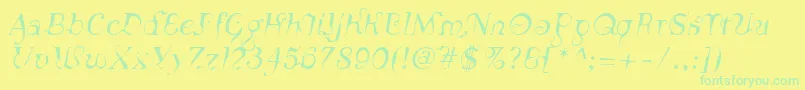 Czcionka LinotypeSiculaOblique – zielone czcionki na żółtym tle