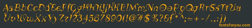 フォントLinotypeSiculaOblique – 黒い背景にオレンジの文字