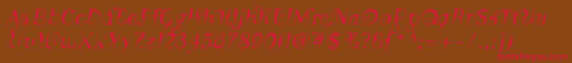 LinotypeSiculaOblique Font – Red Fonts on Brown Background