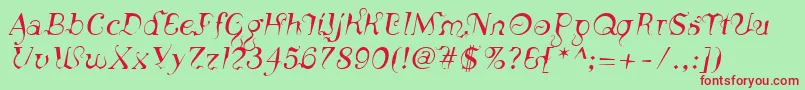 LinotypeSiculaOblique Font – Red Fonts on Green Background