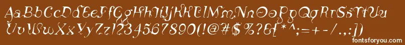フォントLinotypeSiculaOblique – 茶色の背景に白い文字