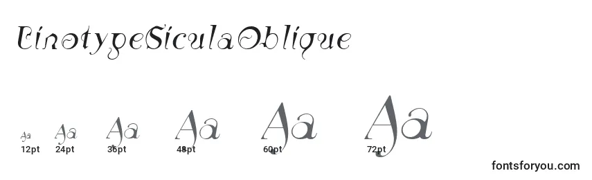 Размеры шрифта LinotypeSiculaOblique
