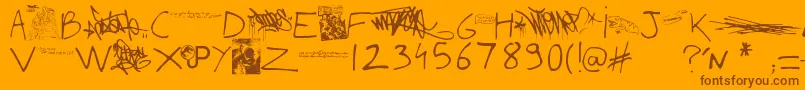 WritingYouALetterUpdate-Schriftart – Braune Schriften auf orangefarbenem Hintergrund