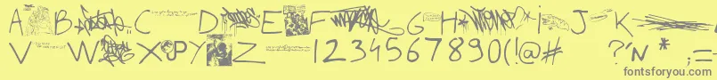 フォントWritingYouALetterUpdate – 黄色の背景に灰色の文字