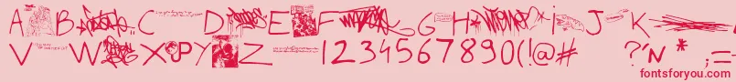 WritingYouALetterUpdate-Schriftart – Rote Schriften auf rosa Hintergrund