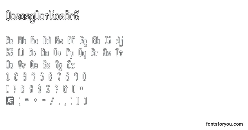 characters of queasyoutlinebrk font, letter of queasyoutlinebrk font, alphabet of  queasyoutlinebrk font