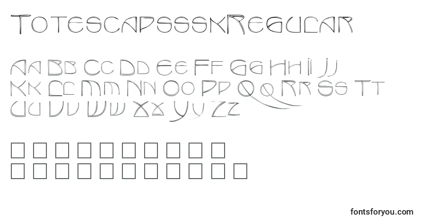 Czcionka TotescapssskRegular – alfabet, cyfry, specjalne znaki