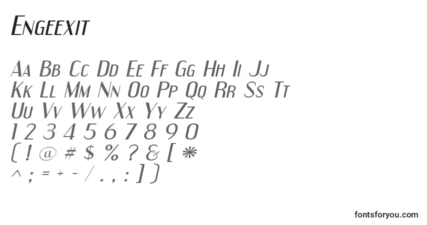 A fonte Engeexit – alfabeto, números, caracteres especiais