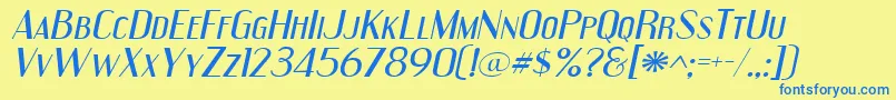 Engeexit Font – Blue Fonts on Yellow Background