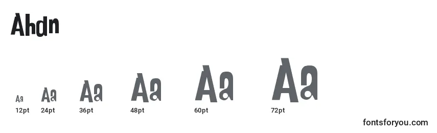 Размеры шрифта Ahdn