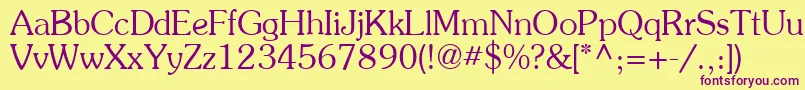 SouvenirNormal Font – Purple Fonts on Yellow Background