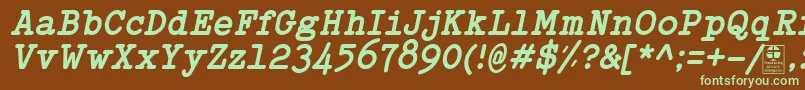 TypowriterBoldItalicDemo Font – Green Fonts on Brown Background